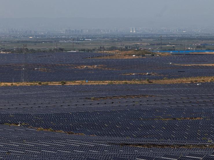 Dalad Banner Photovaltic Base in Kubuqi desert, China.