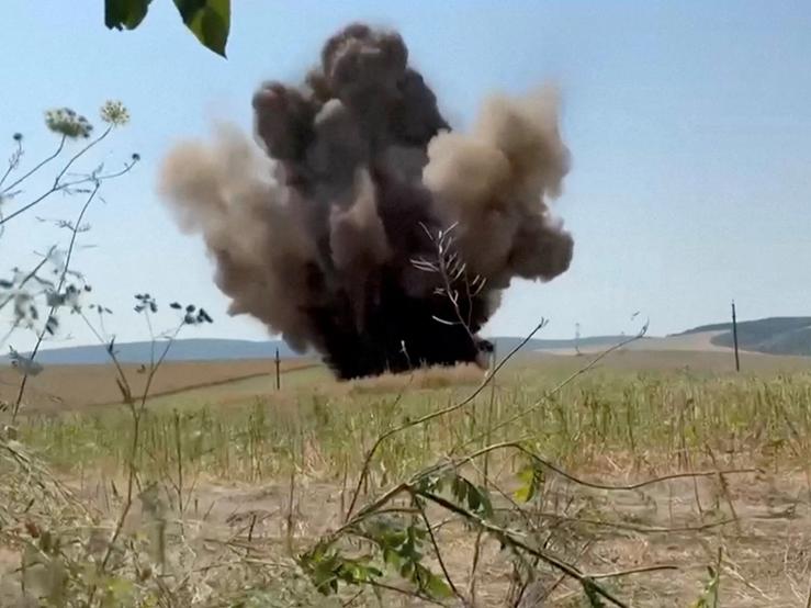 Explosion following what the Romania’s defense ministry says was a detonation of Russian drone fragments