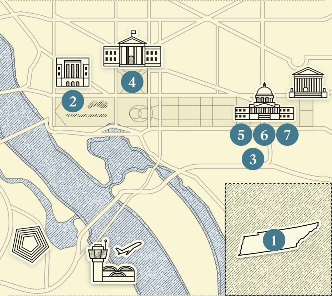 A numbered map of DC.
