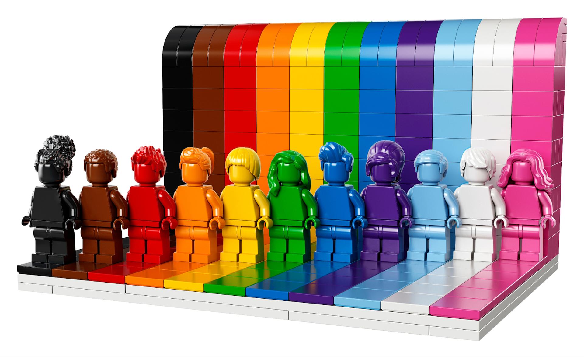 An image of Lego in the colors of the rainbow.