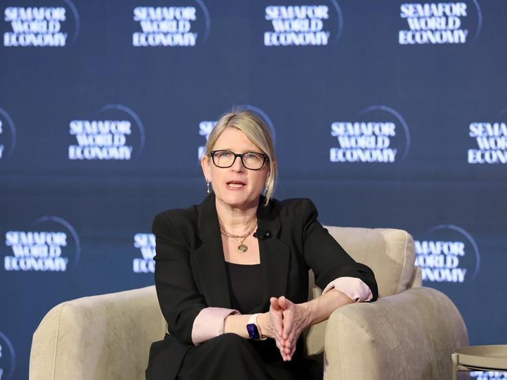 Joanna Geraghty (CEO - JetBlue) speaks on stage during Semafor World Economy 2026 on April 16, 2026 in Washington, DC.