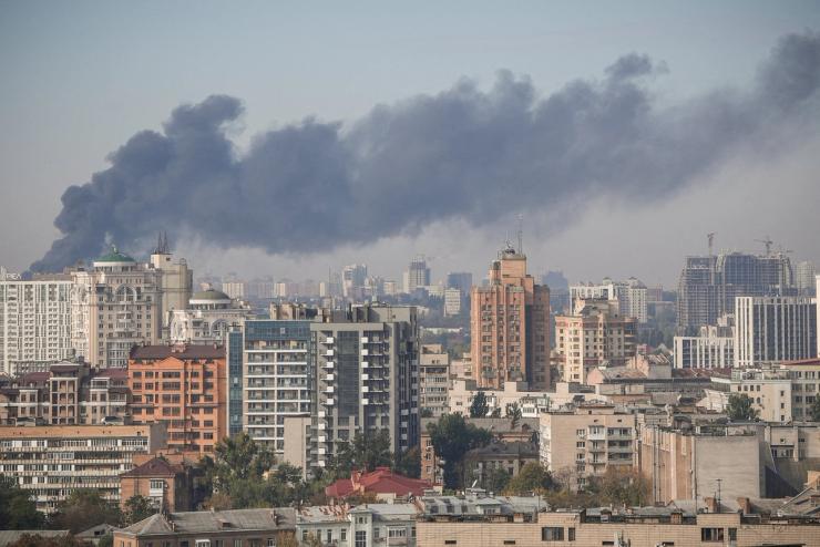 The aftermath of a Russian strike on Kyiv.