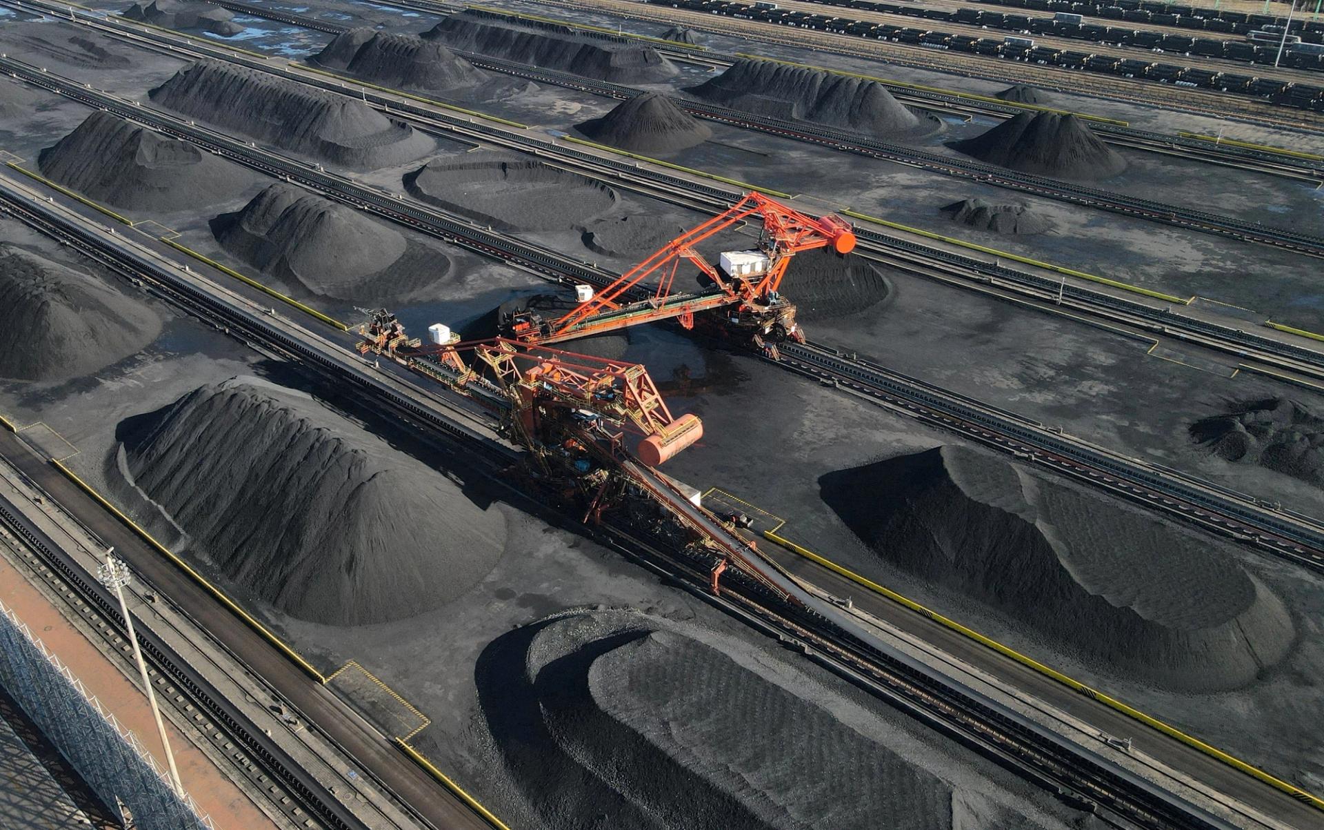 An aerial view of the machinery at the coal terminal of Huanghua port, China.