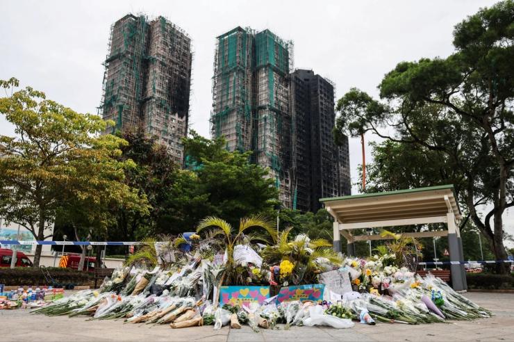 Fire-damaged towers in Hong Kong