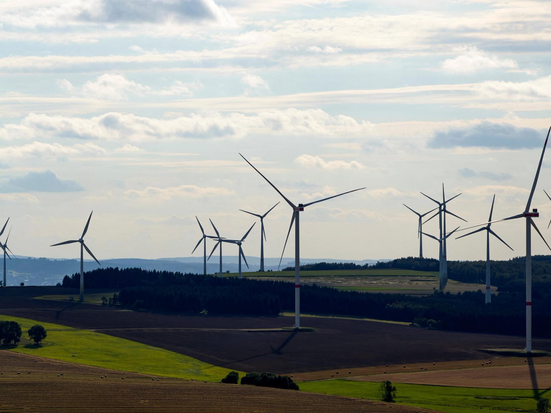 A wind farm near Dorfchemnitz, Germany.