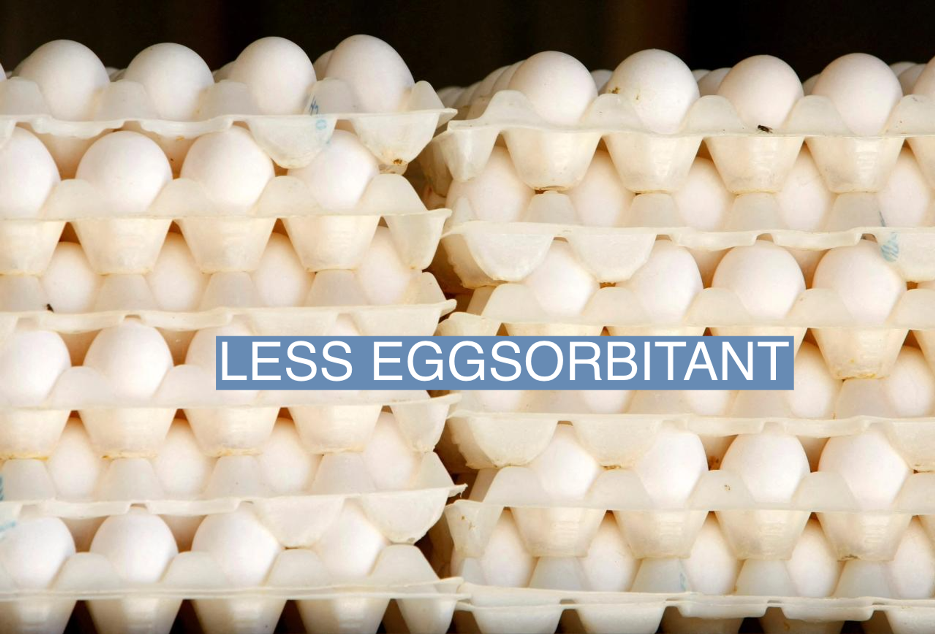 Some of the thousands of eggs produced each day by caged hens are stacked up at an egg farm in San Diego County.