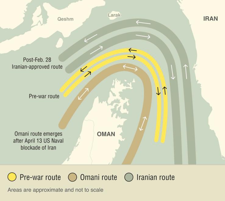 A map of the Strait of Hormuz