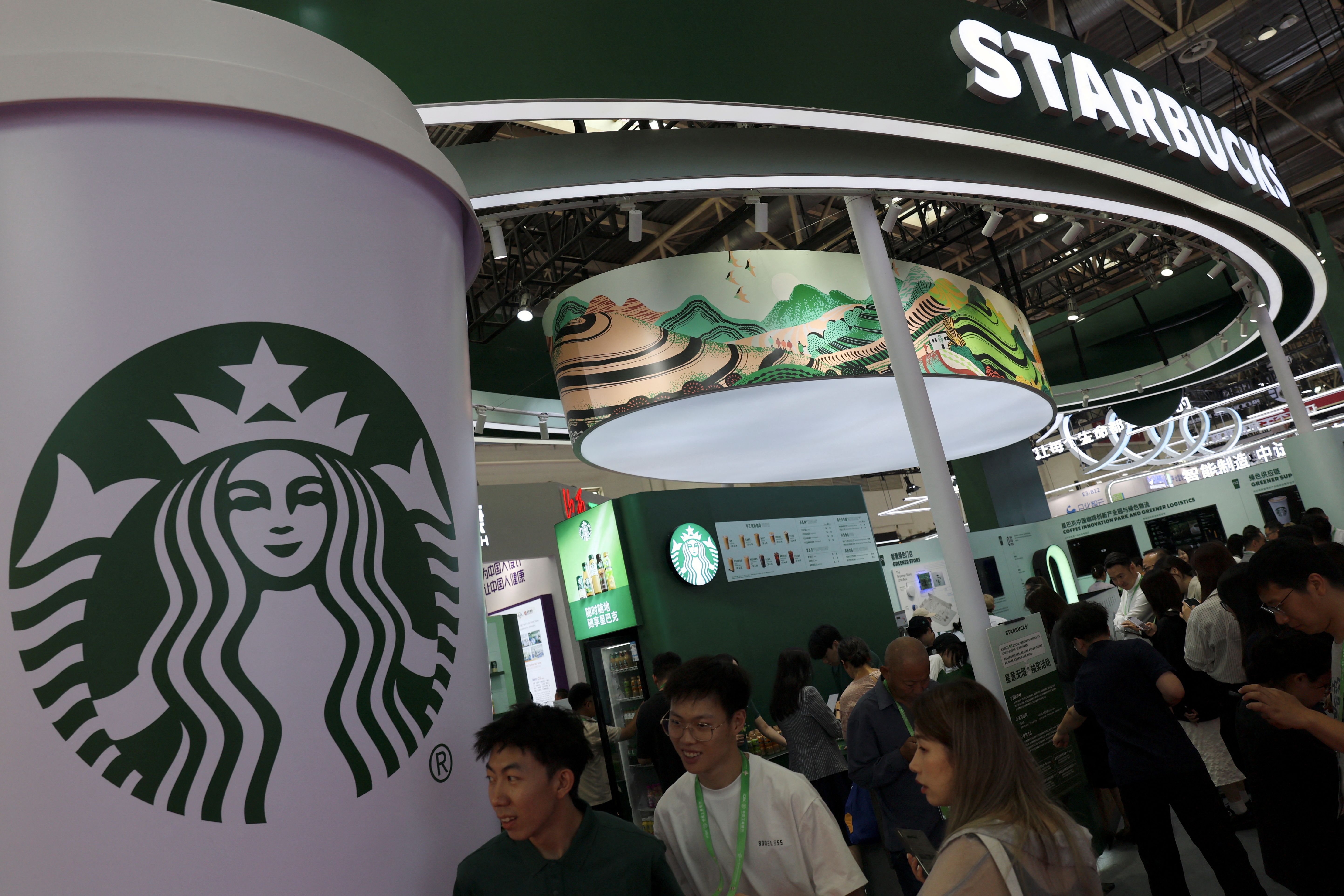 A Starbucks booth at a supply chain conference in Beijing, China