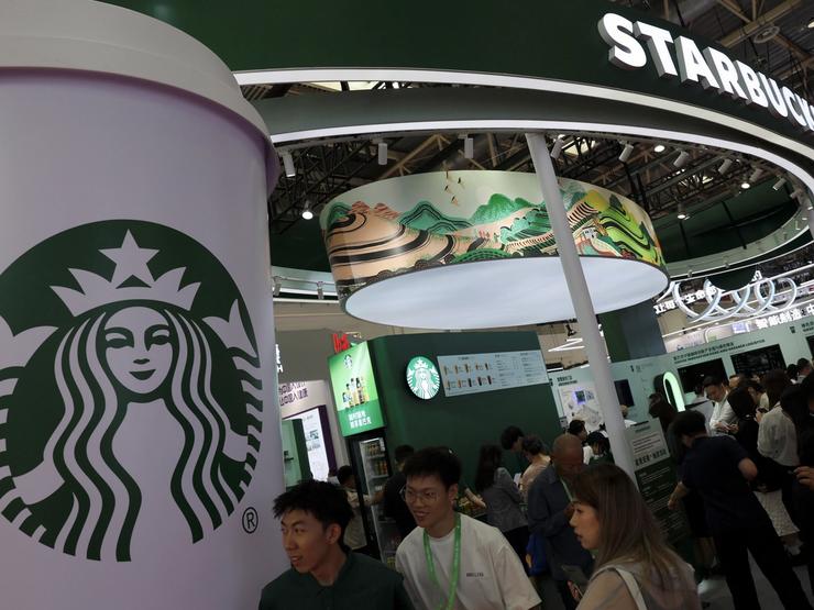 A Starbucks booth at a supply chain conference in Beijing, China