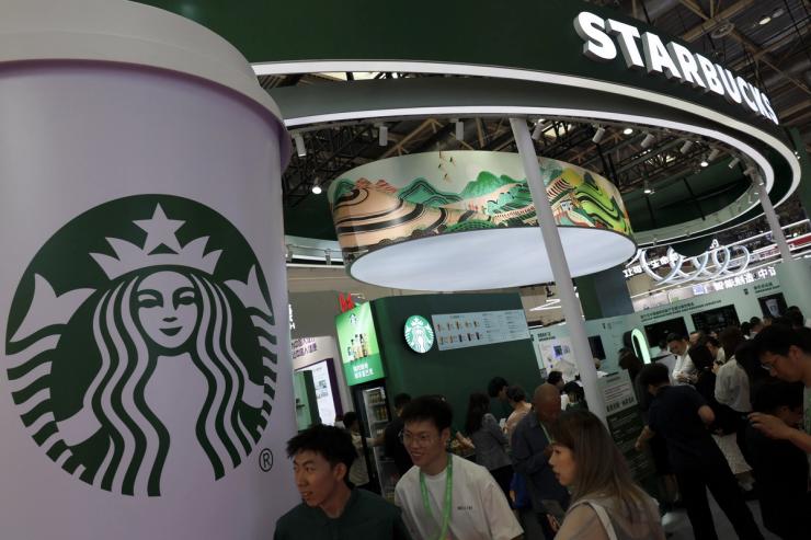 A Starbucks booth at a supply chain conference in Beijing, China