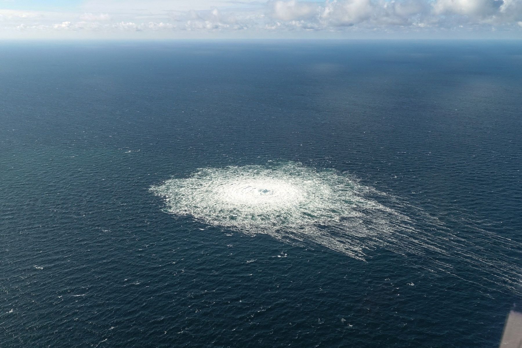 Gas leak at Nord Stream 2 as seen from the Danish F-16 interceptor on Bornholm.
