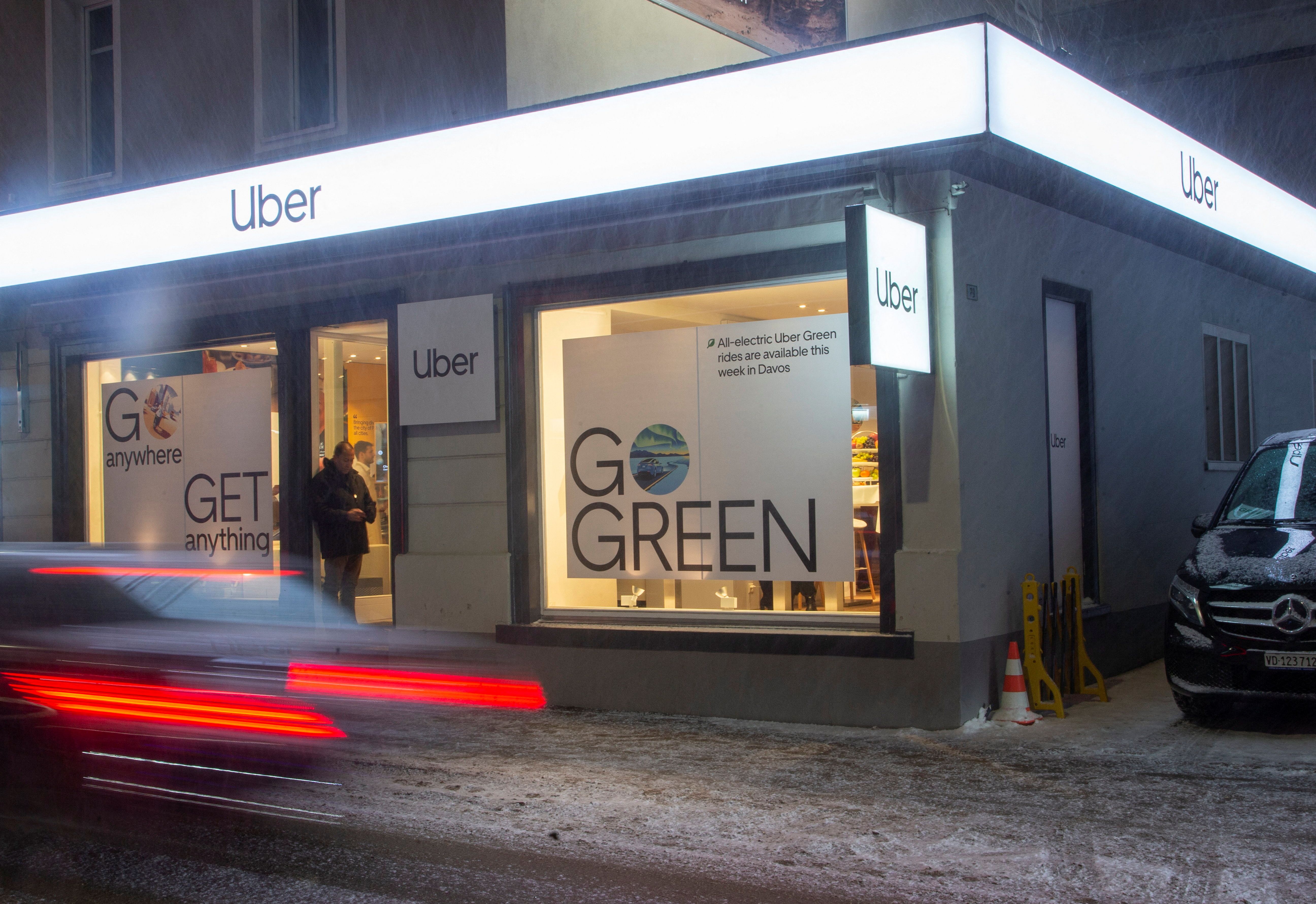 A temporary Uber showroom during the World Economic Forum in Davos.