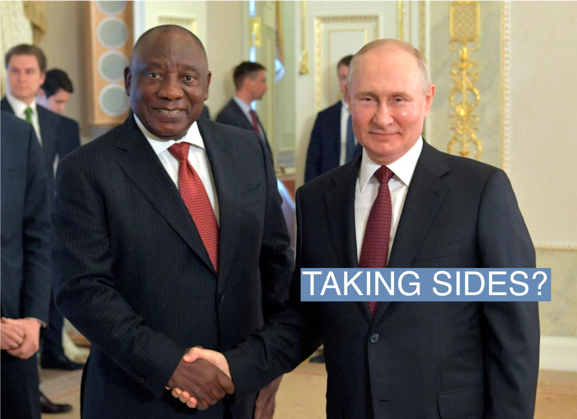 ssian President Vladimir Putin shakes hands with South African President Cyril Ramaphosa after a meeting with delegation of African leaders to discuss their proposal for peace talks between Russia and Ukraine, in Saint Petersburg, Russia June 17, 2023. Yevgeny Biyatov/Host photo agency RIA Novosti via REUTERS