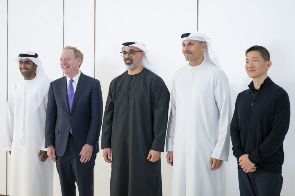 Microsoft President Brad Smith with UAE dignitaries.