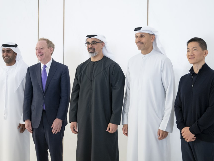 Microsoft President Brad Smith with UAE dignitaries.