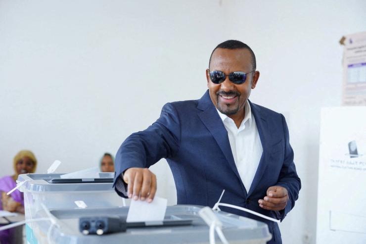 Ethiopia’s Prime Minister Abiy Ahmed votes during the parliamentary and regional elections.