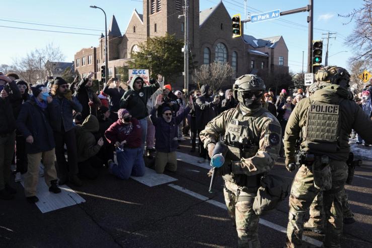 Protesters clash with ICE in Minneapolis, Minnesota.