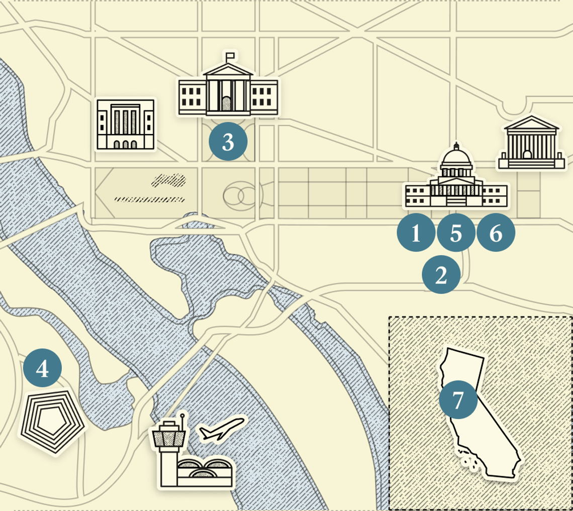 A numbered map of DC.