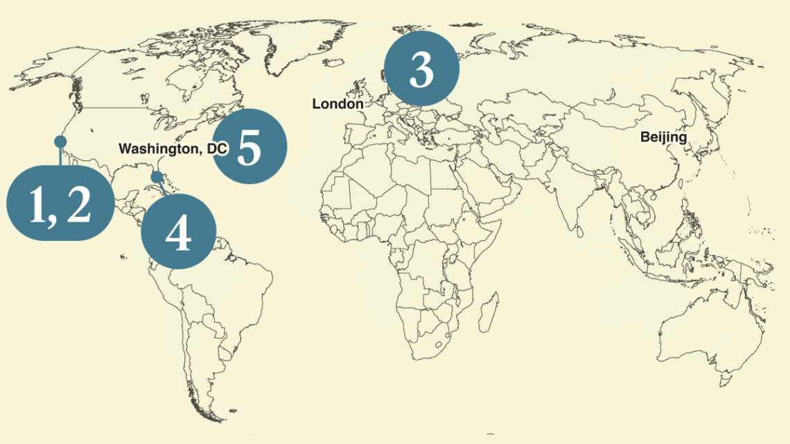 A map of the world.