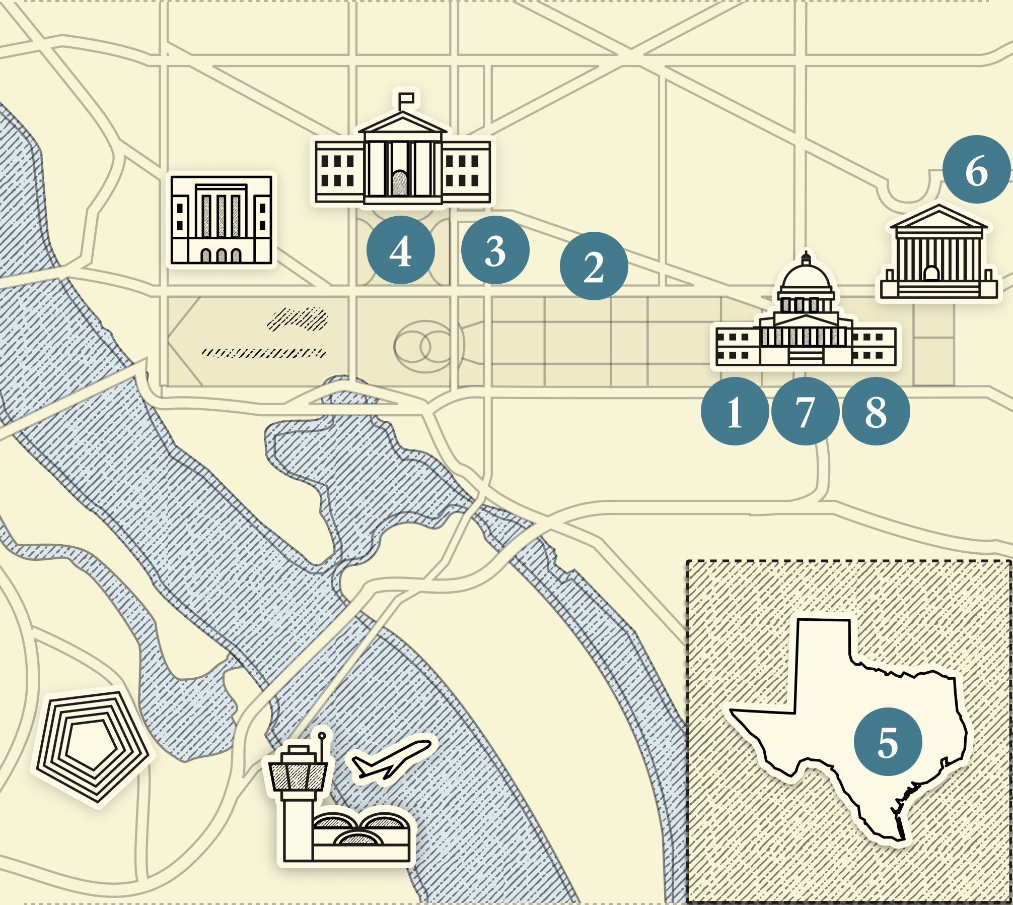A numbered map of DC.