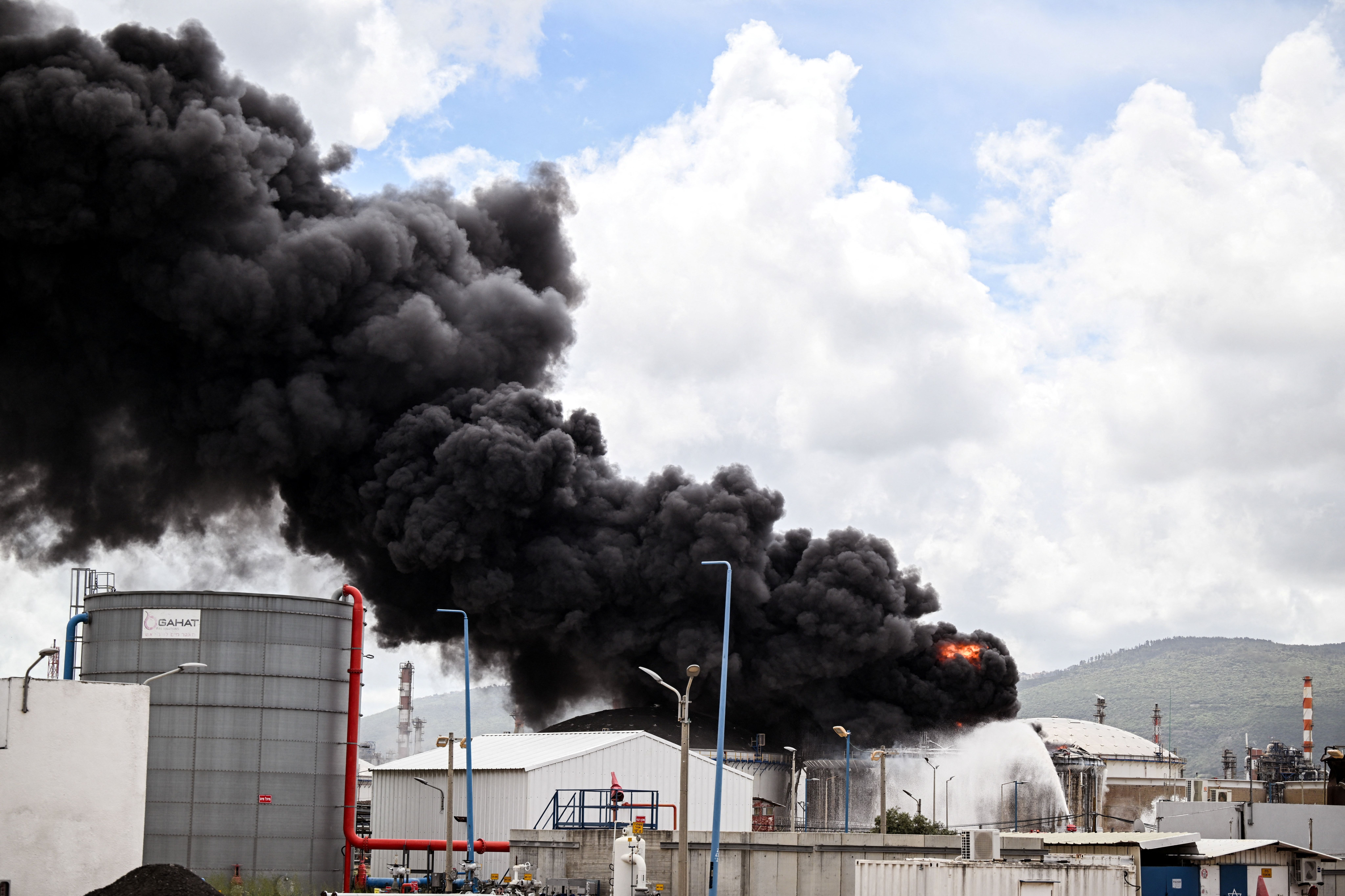 A blaze at a fuel tanker. 