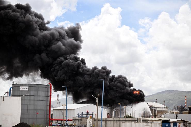A blaze at a fuel tanker.