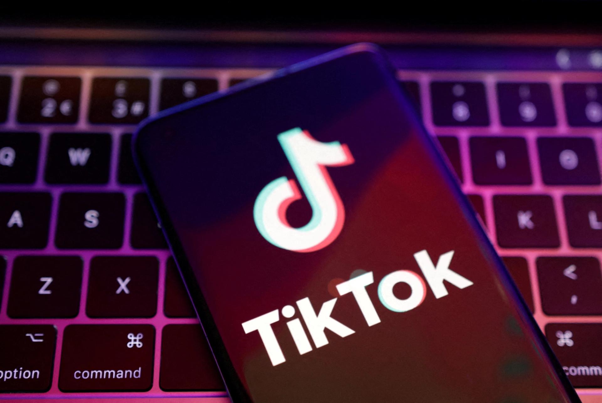 TikTok app logo on a computer keyboard