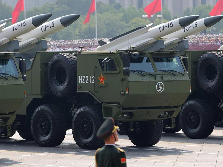 Missiles in a military parade in Beijing.
