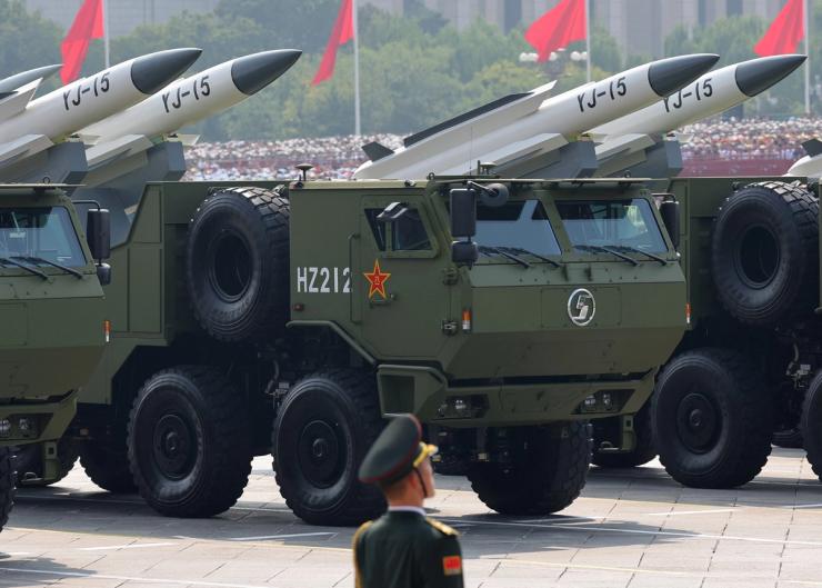 Missiles in a military parade in Beijing.