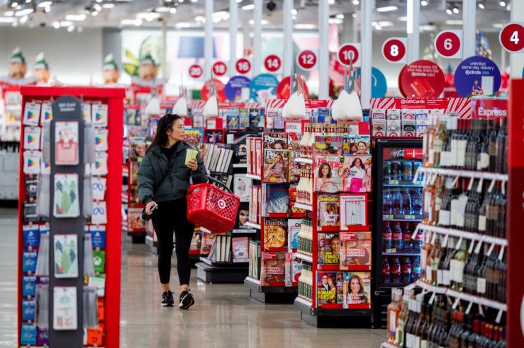 A photo of a shopper at a Target store in the US.