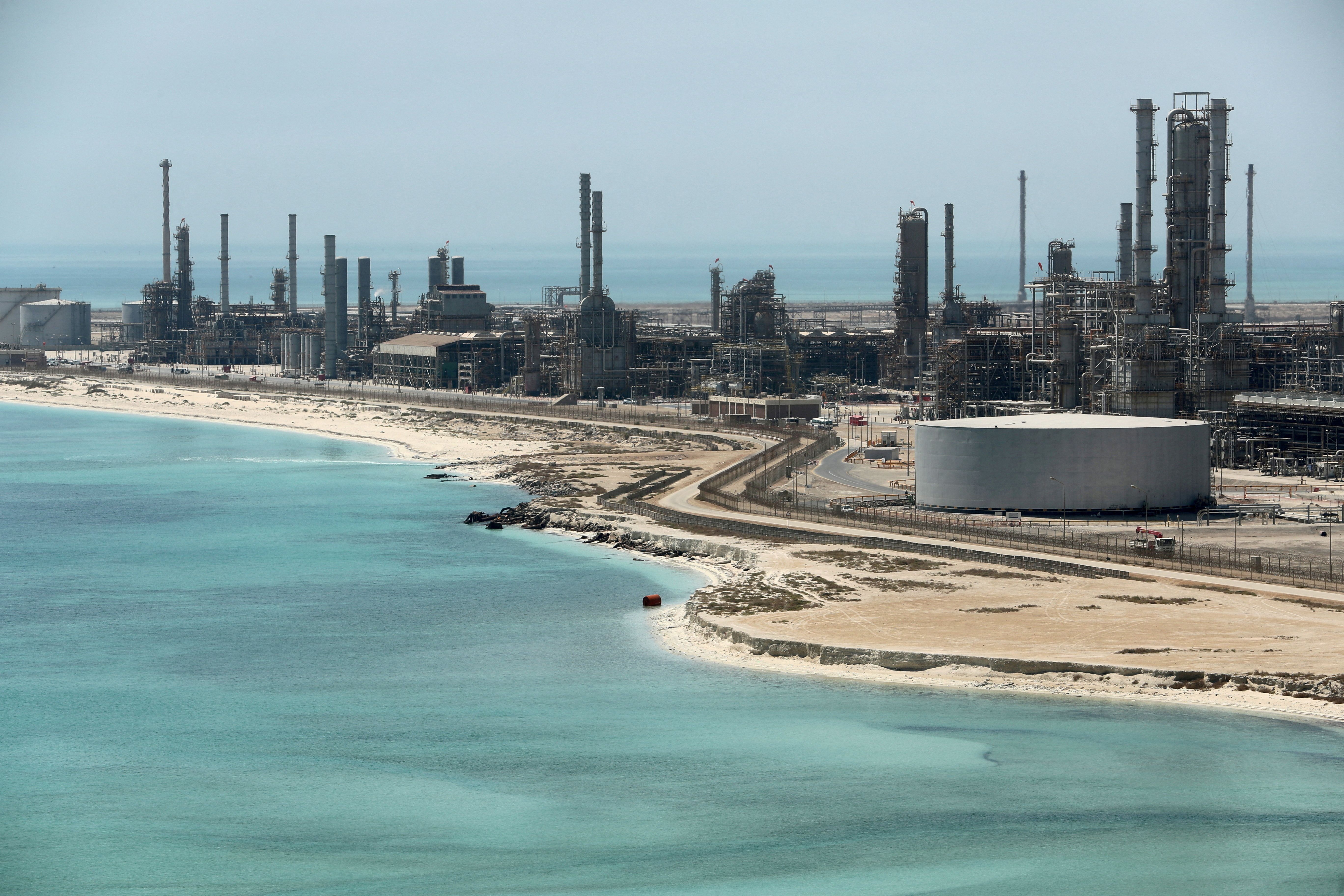 General view of Saudi Aramco’s Ras Tanura oil refinery and oil terminal in Saudi Arabia.