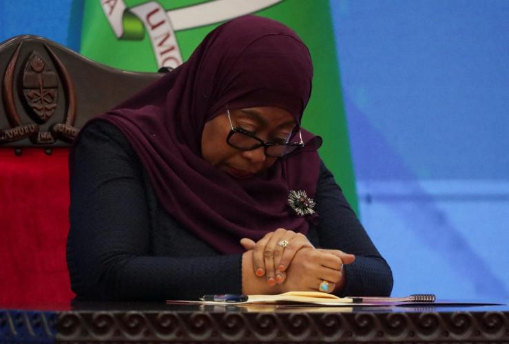 Tanzania’s President Samia Suluhu Hassan in April