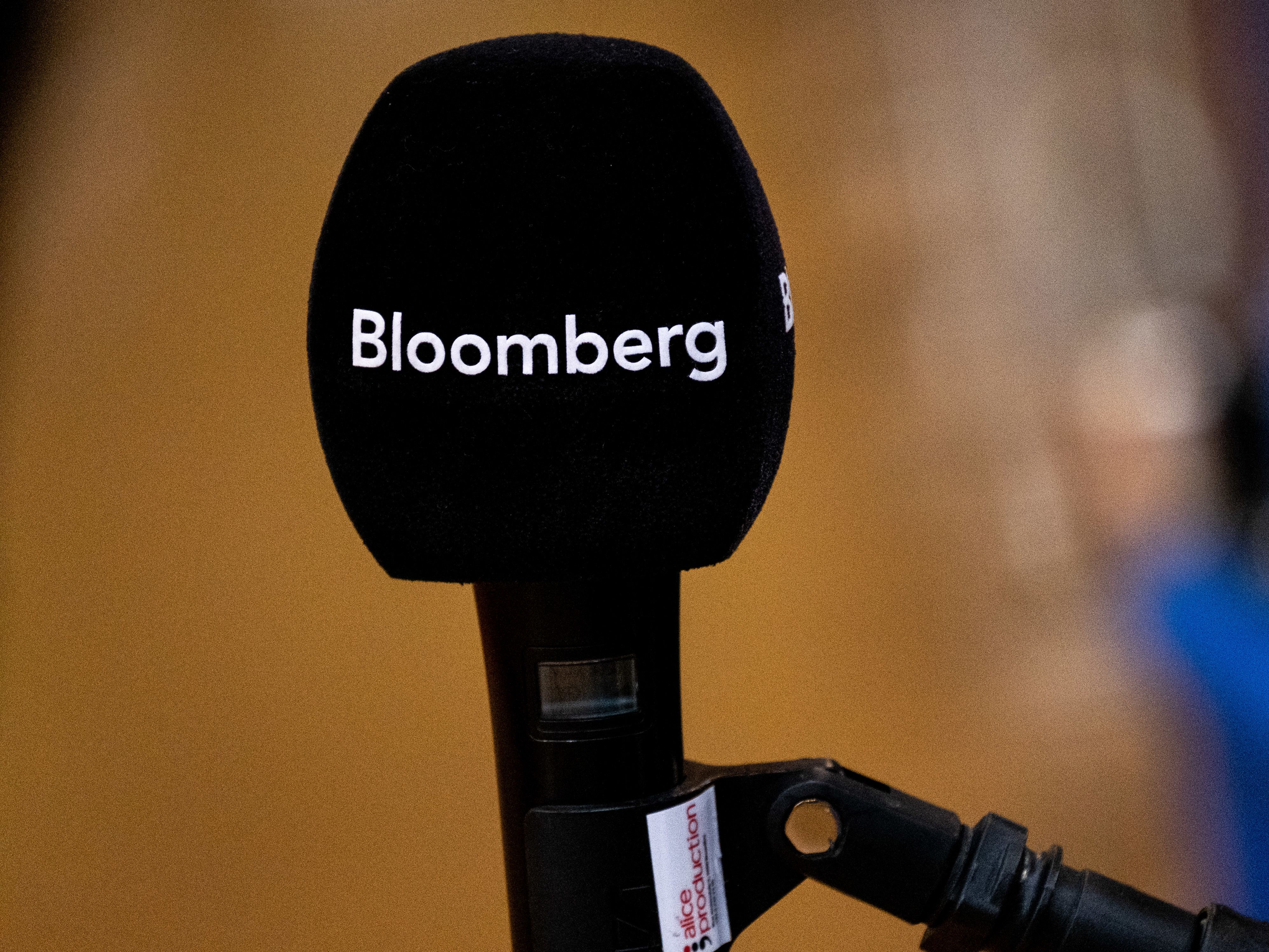 Bloomberg logo on a microphone