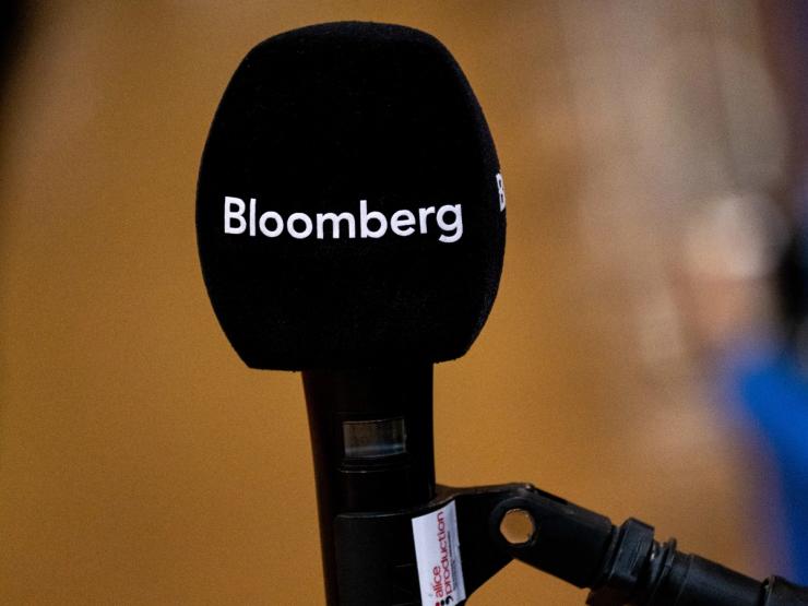Bloomberg logo on a microphone