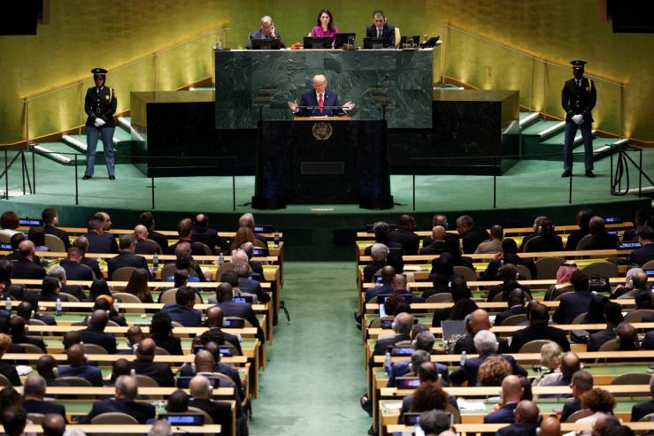 President Trump addresses the 80th United Nations General Assembly on Tuesday.