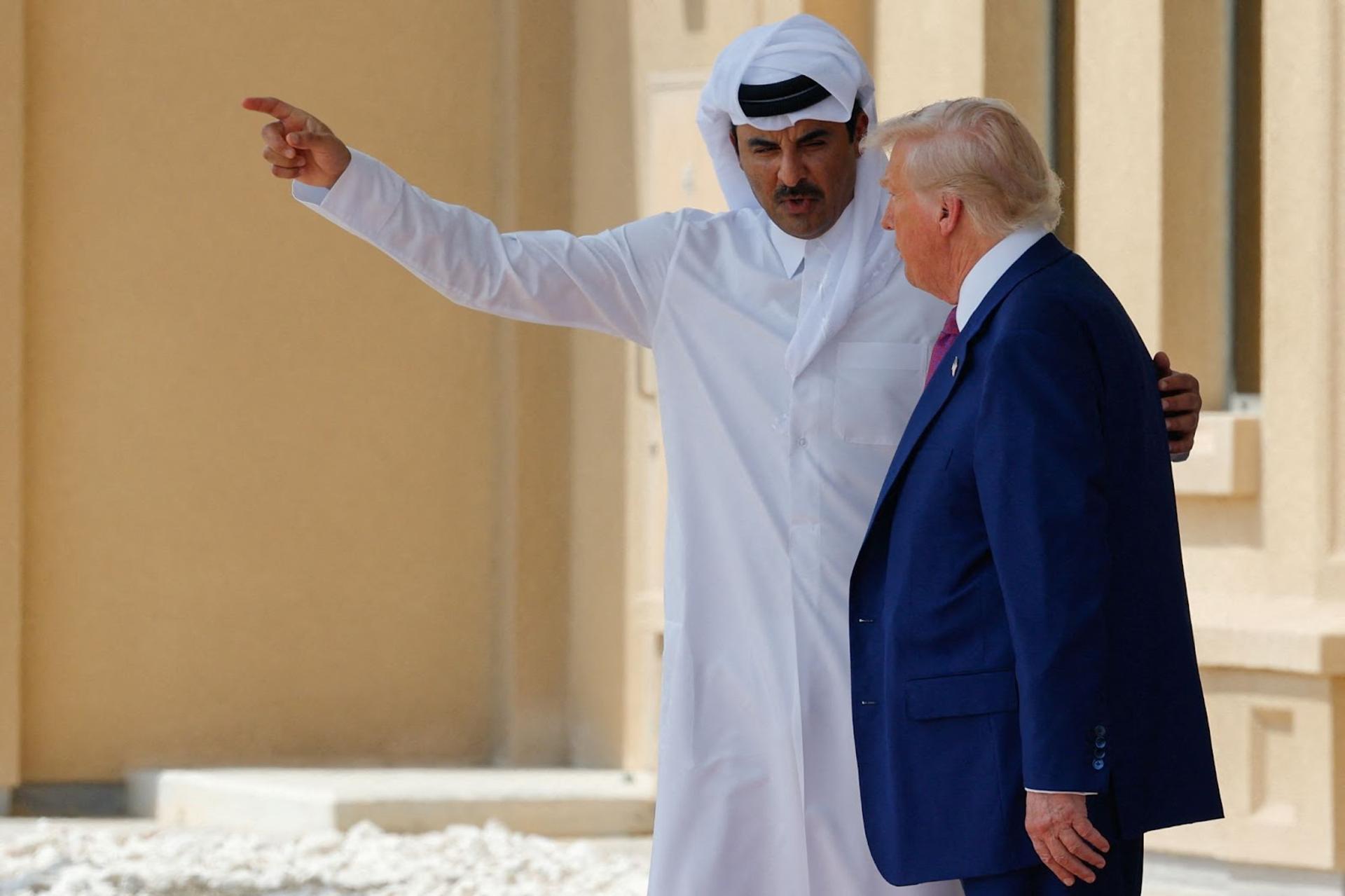 US President Donald Trump and Qatar’s Emir Tamim bin Hamad Al Thani. 