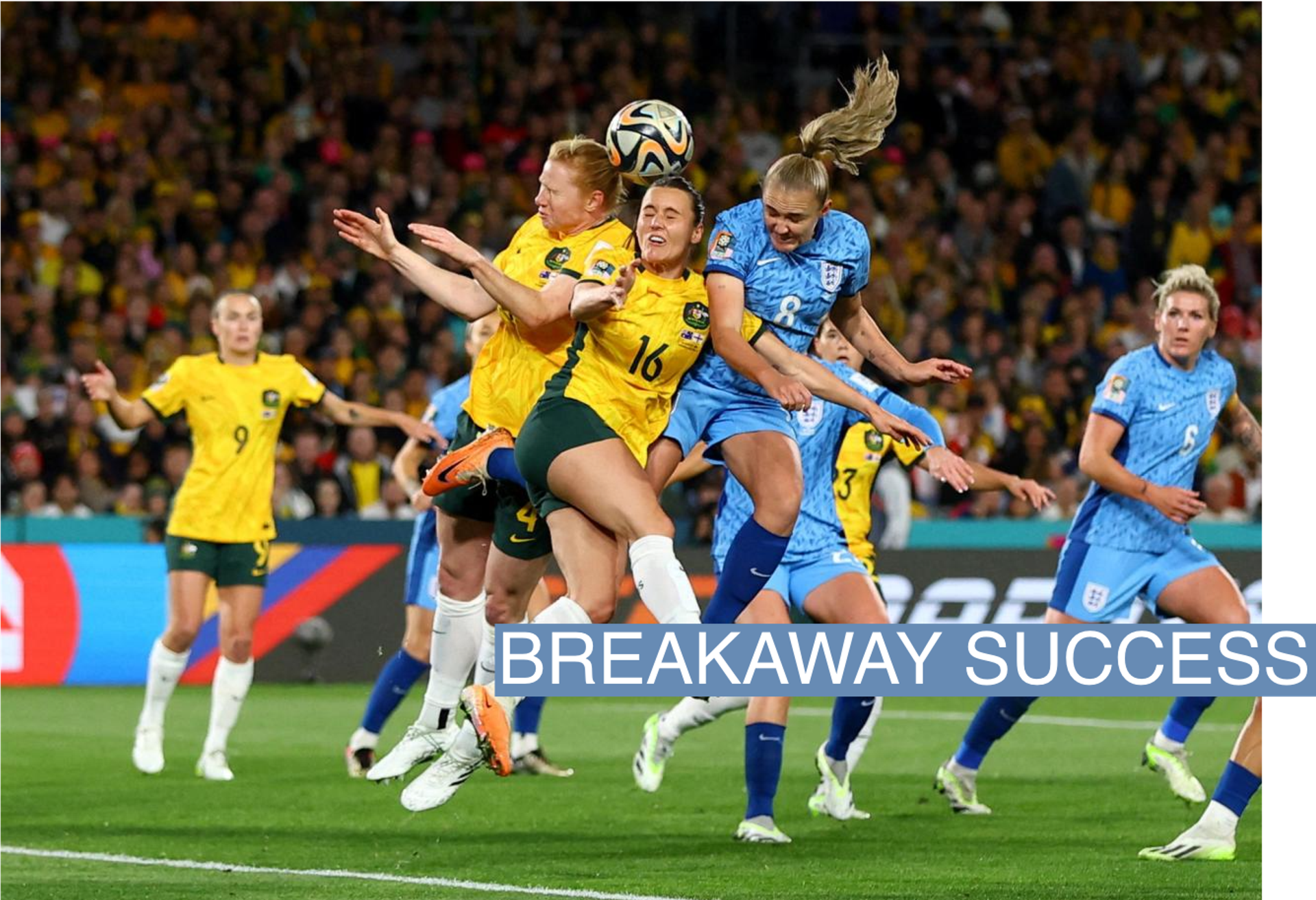 August 16, 2023 England's Georgia Stanway in action with Australia's Hayley Raso and Clare Polkinghorne REUTERS/Hannah Mckay