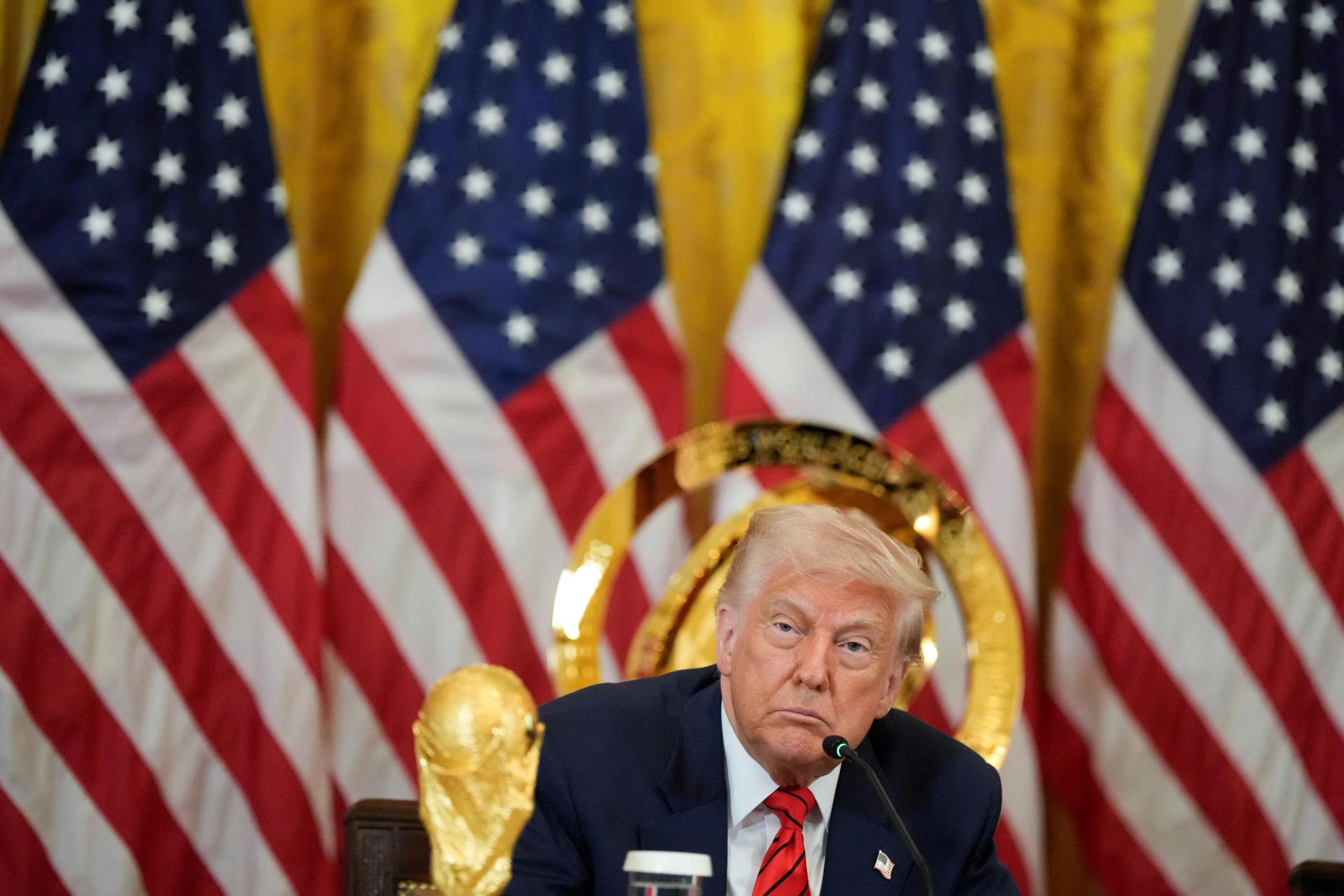 US President Donald Trump holds a meeting of the FIFA Task Force at the White House in Washington, DC, May 6, 2025. 