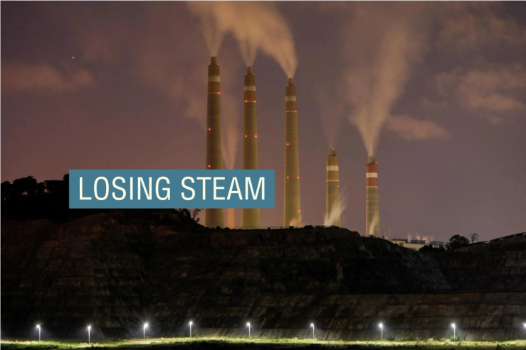 Smoke and steam billows from the coal-fired power plant owned by Indonesia Power, next to an area for Java 9 and 10 Coal-Fired Steam Power Plant Project in Suralaya, Banten province, Indonesia,