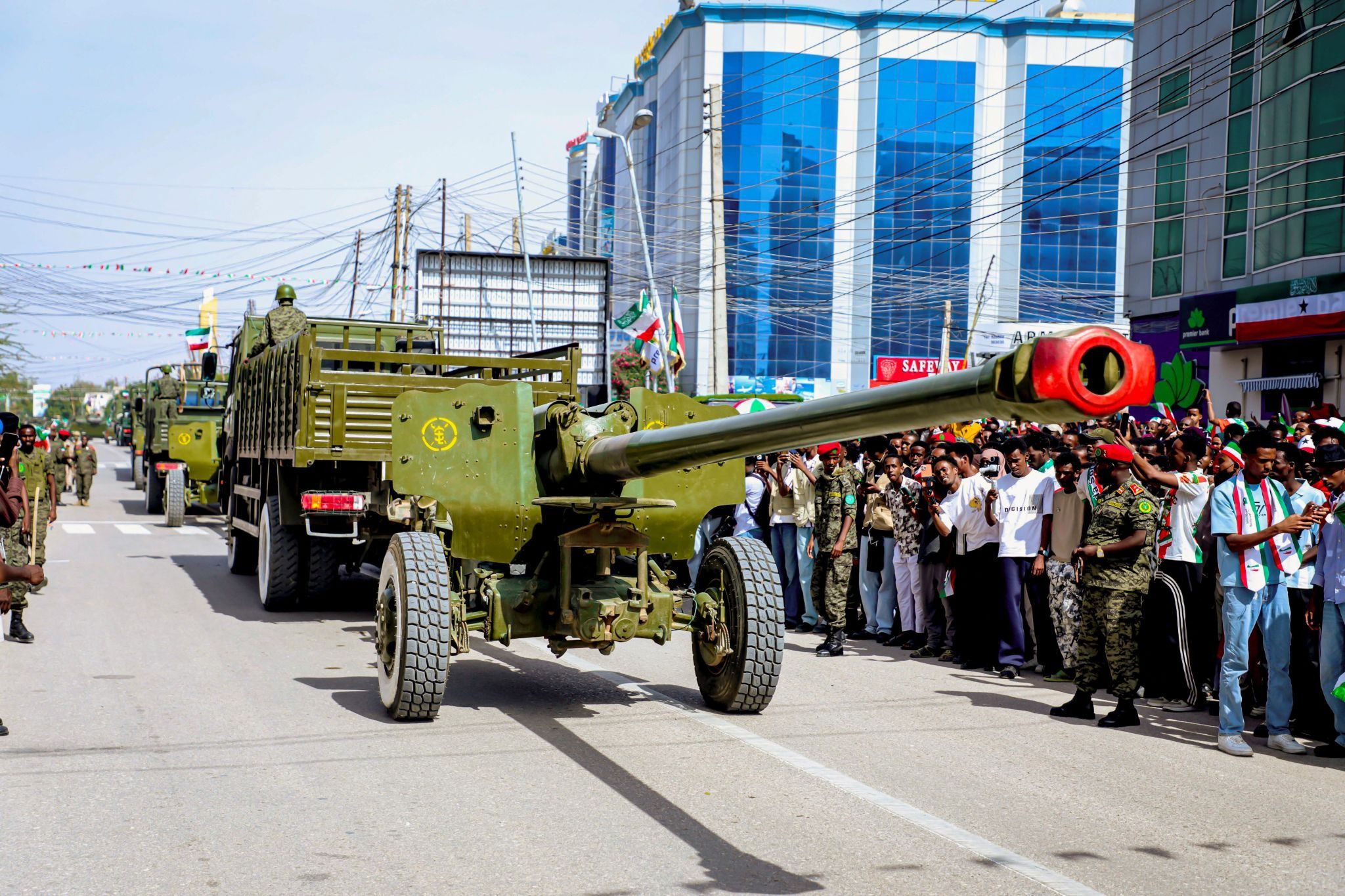 Somaliland military armed vehicles take part in a parade during the self-declared Independence Day.