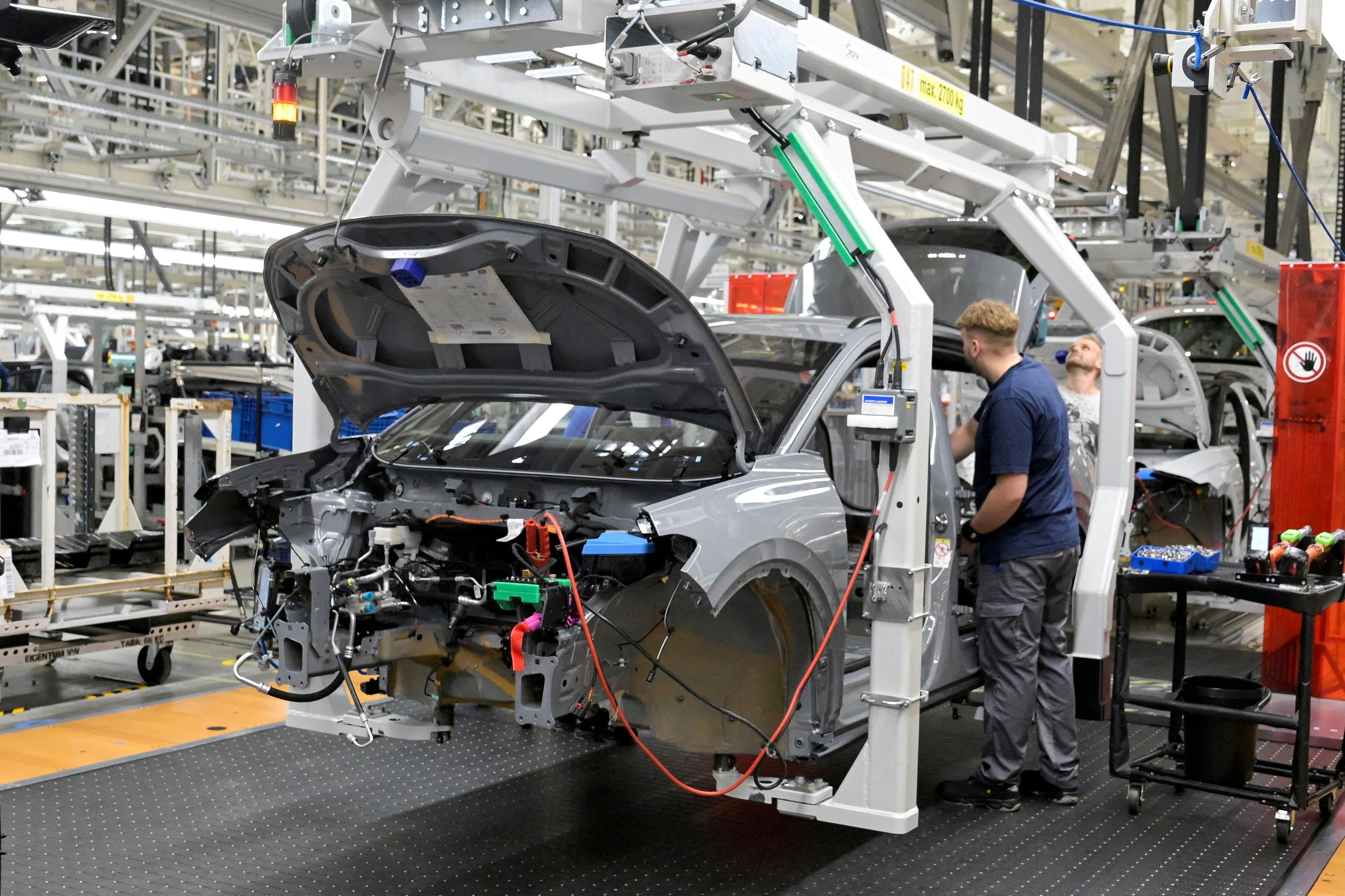 A production line in a Volkswagen plant in Emden, Germany