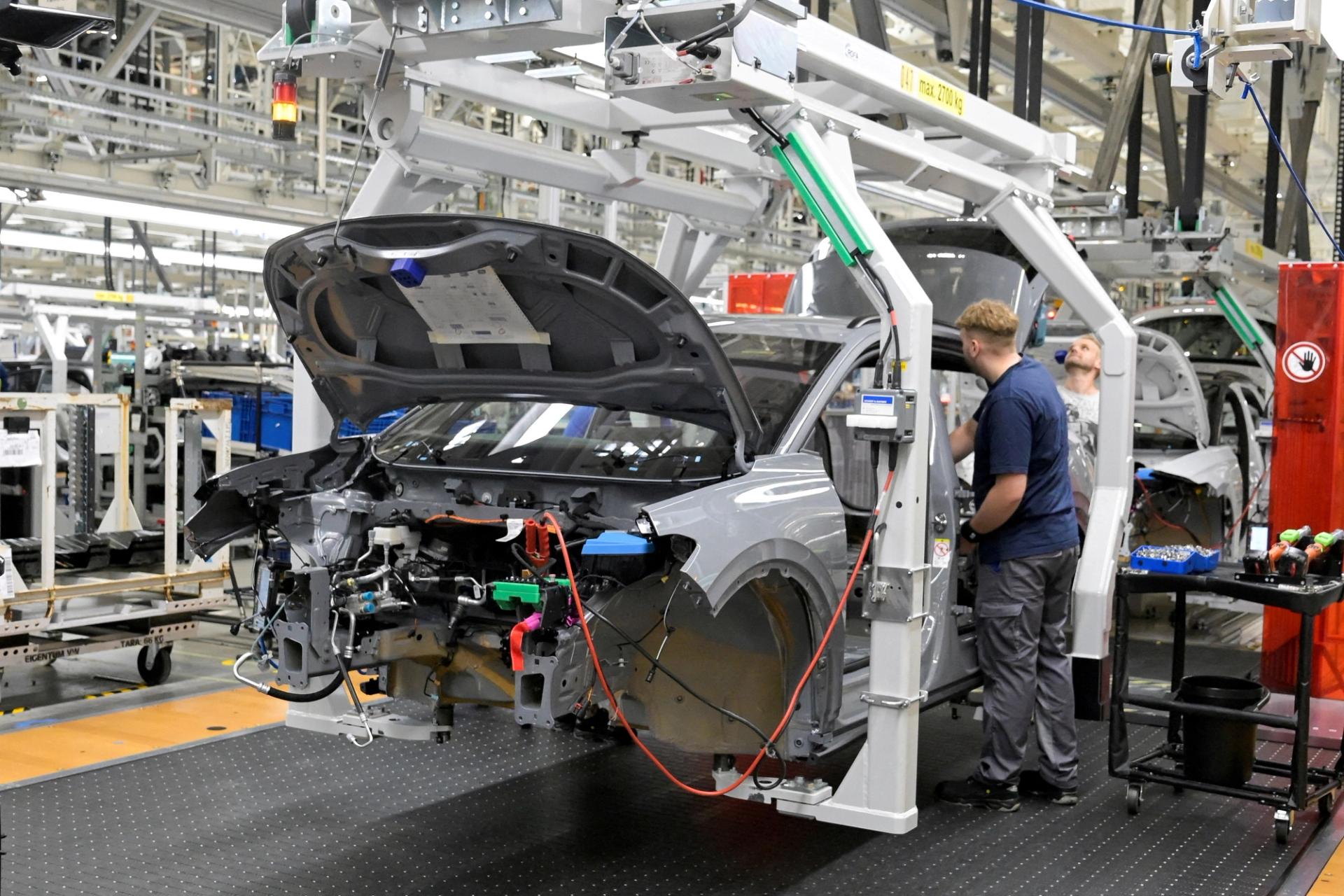 A production line in a Volkswagen plant in Emden, Germany