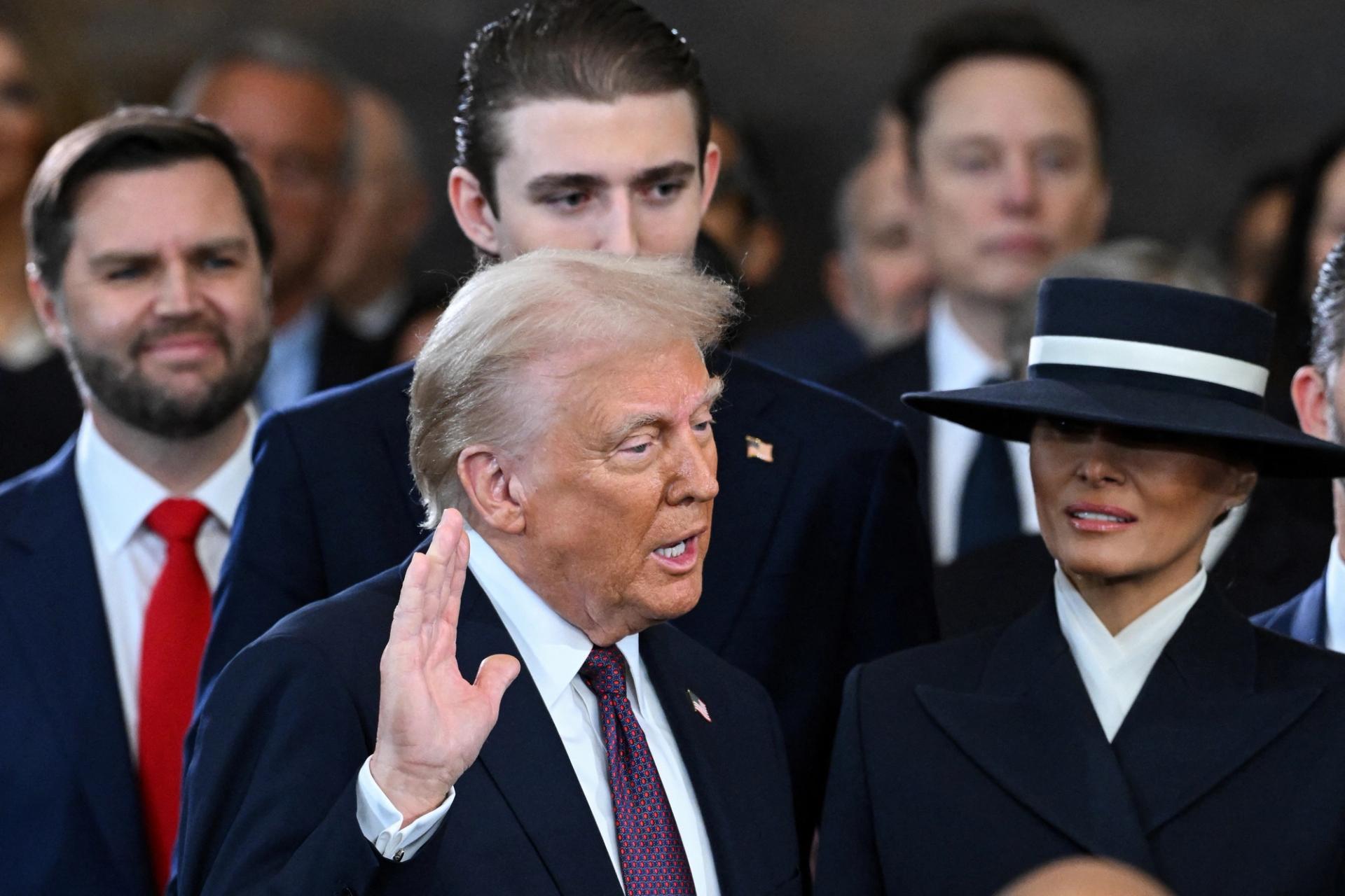 US President-elect Donald Trump is sworn in.