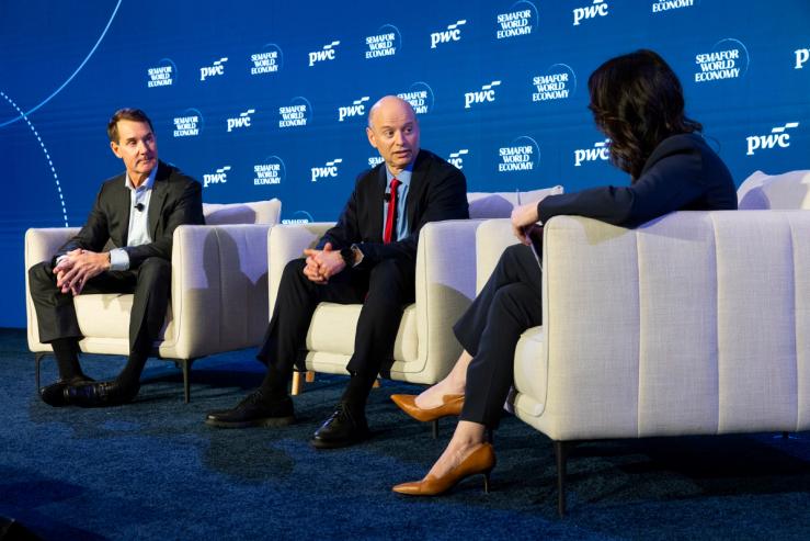 PNC CEO Bill Demchak and London Stock Exchange Group CEO David Schwimmer at Semafor World Economy 2026