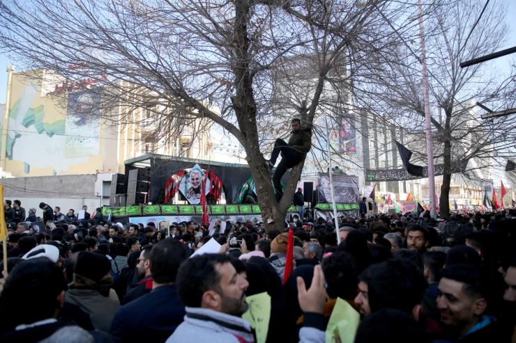 Iranian people attend a funeral procession and burial for Iranian Major-General Qassem Soleimani, head of the elite Quds Force, who was killed in an air strike at Baghdad airport, at his hometown in Kerman, Iran January 7, 2020. Mehdi Bolourian/Fars News Agency/WANA