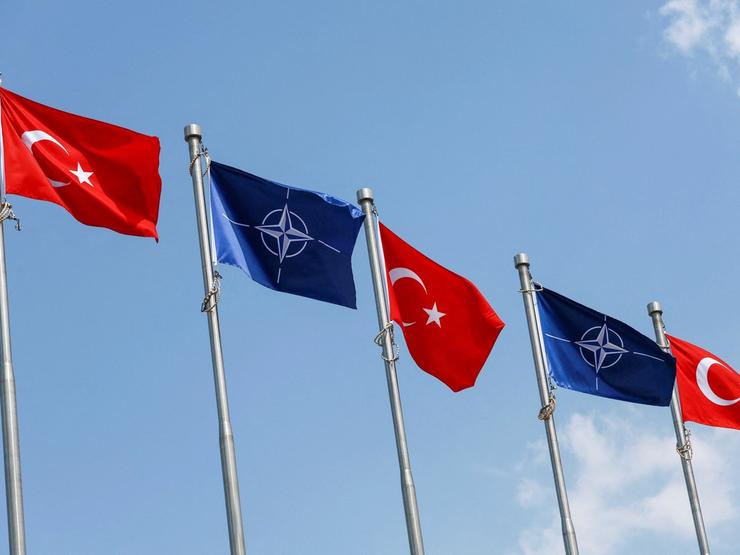 Turkish and NATO flags.