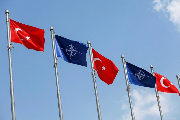 Turkish and NATO flags.