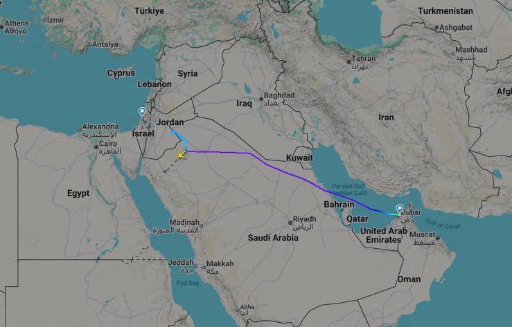 A screengrab taken from Flightradar24.
