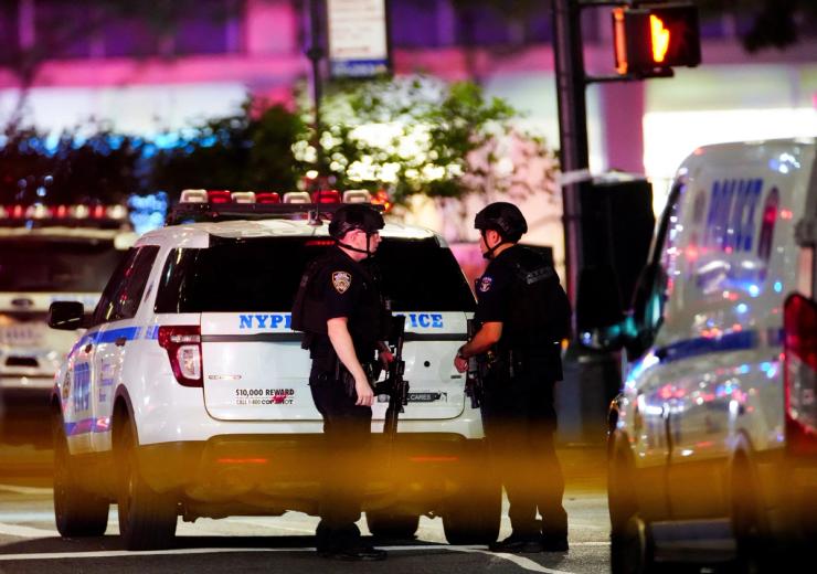 Police officers after a shooting in the Manhattan borough of New York City