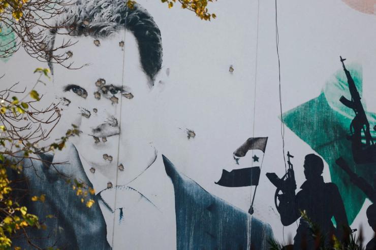 A billboard with a picture of Syria’s Bashar al-Assad.
